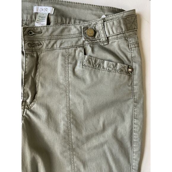 Cache Pants Womens Size 8 Khaki Olive Green Casual Summer Cropped Capri Slacks - Picture 7 of 11